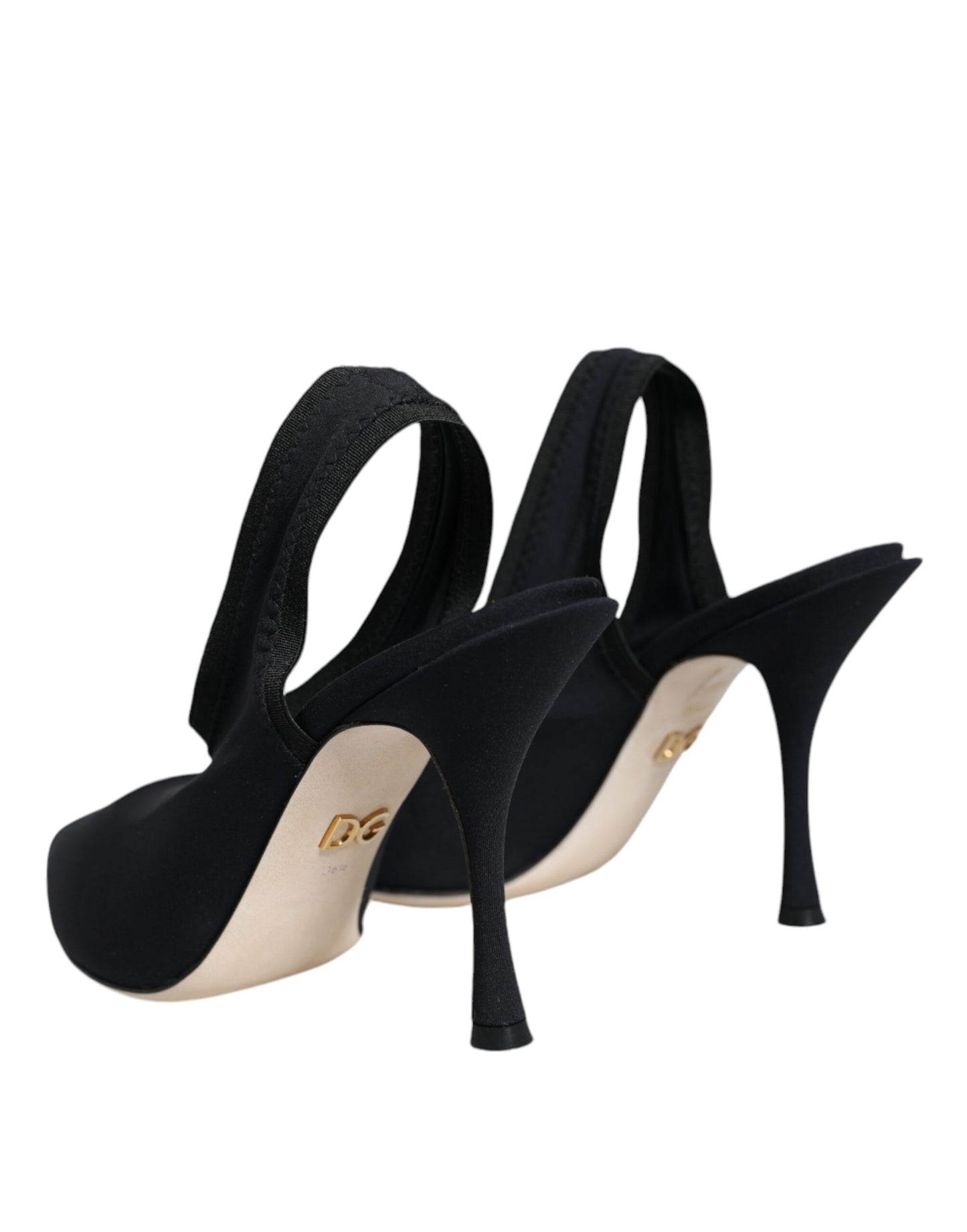 Black Jersey Stretch Heels Slingback Shoes - The Luxe Alliance