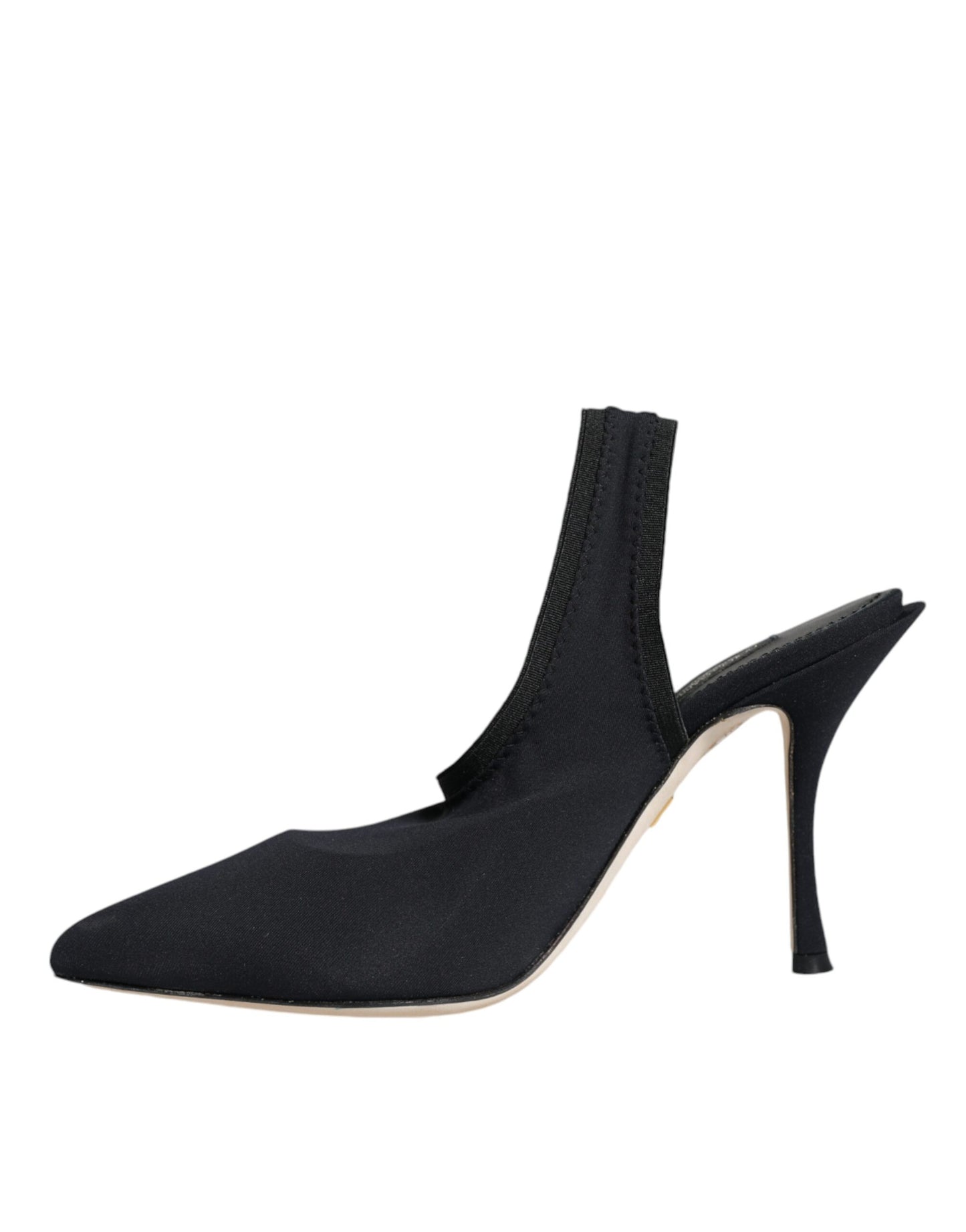 Black Jersey Stretch Heels Slingback Shoes - The Luxe Alliance