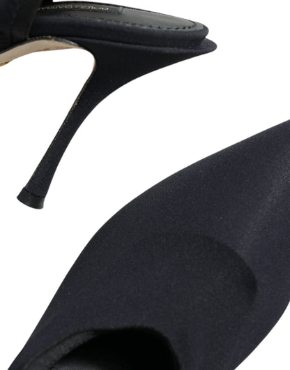 Black Jersey Stretch Heels Slingback Shoes - The Luxe Alliance