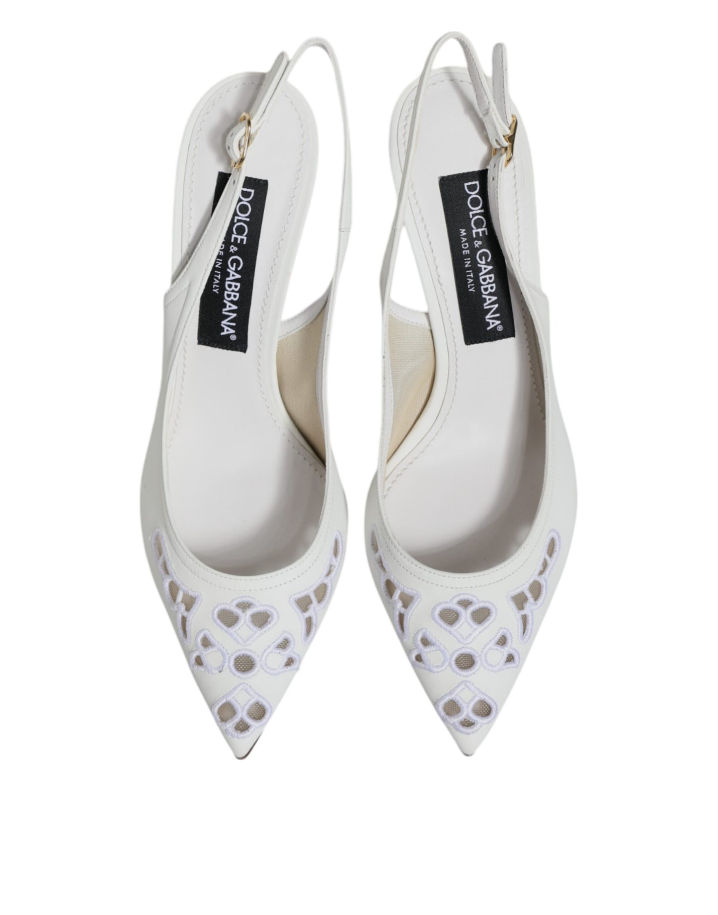 White Leather Stiletto Heels Slingback Shoes - The Luxe Alliance