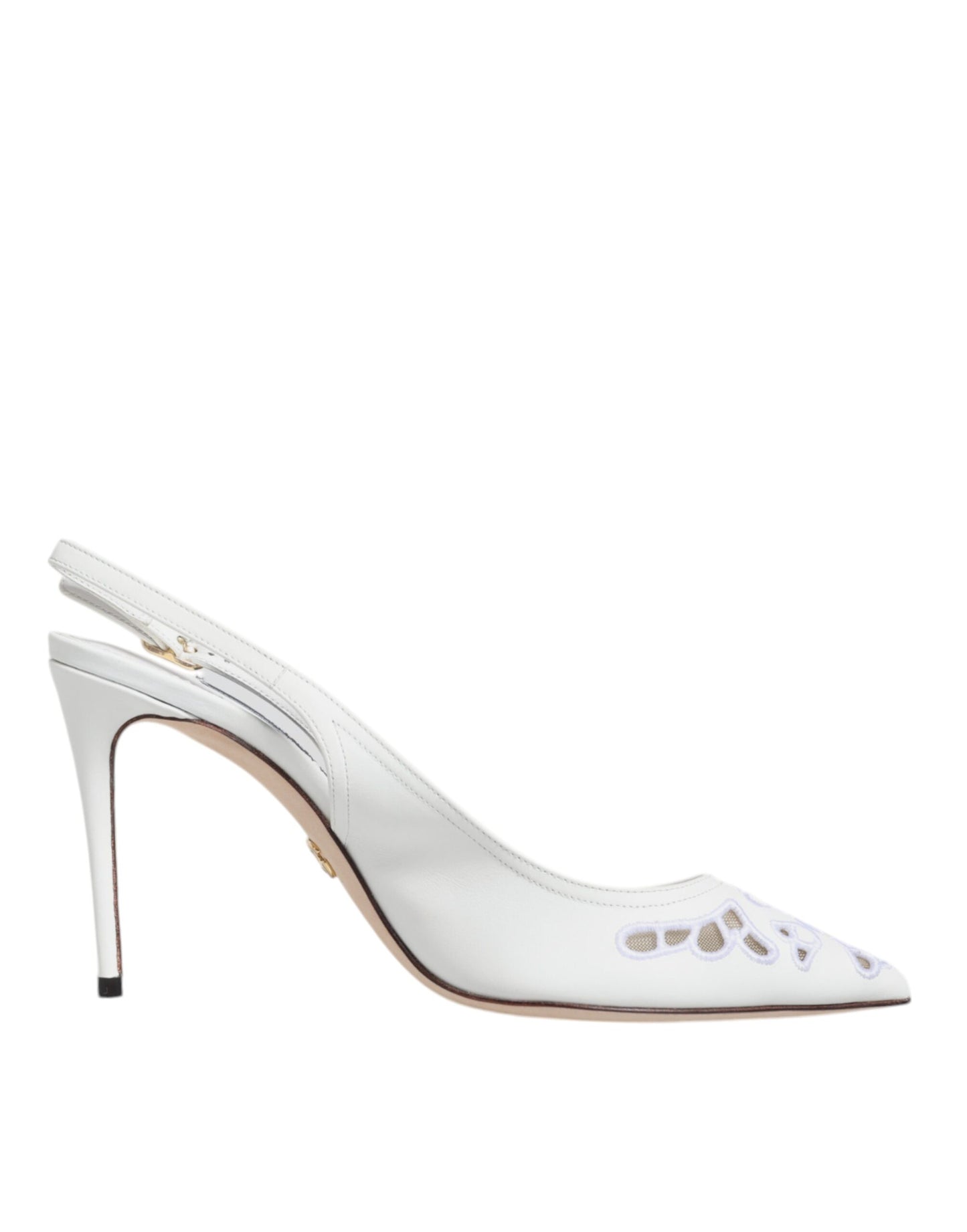 White Leather Stiletto Heels Slingback Shoes - The Luxe Alliance