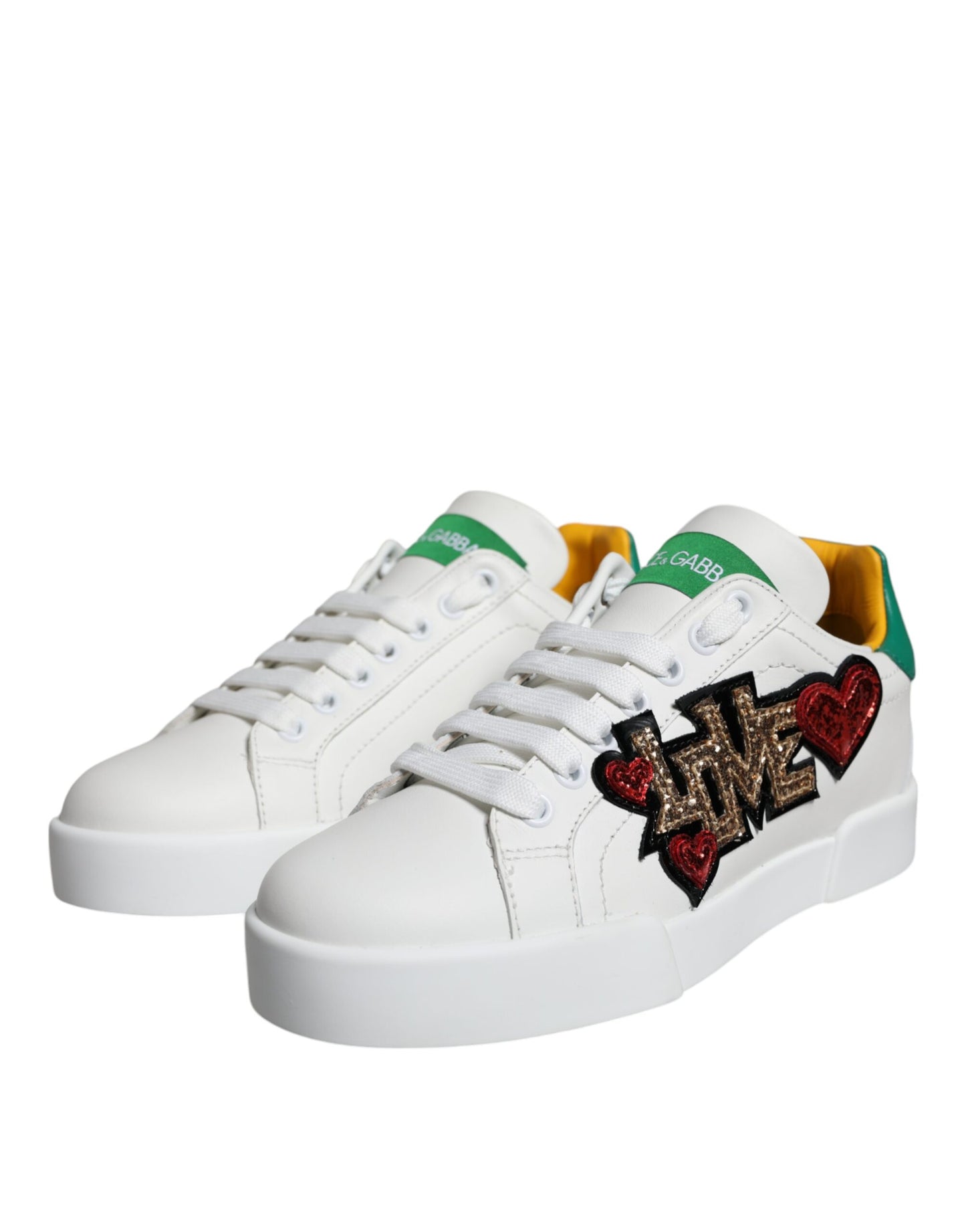 White Love Patch Portofino Sneakers Shoes - The Luxe Alliance