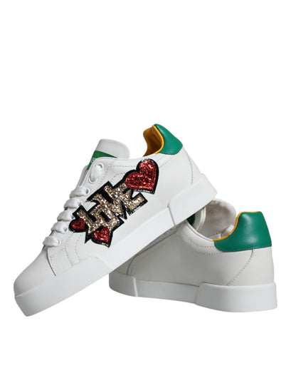 White Love Patch Portofino Sneakers Shoes - The Luxe Alliance