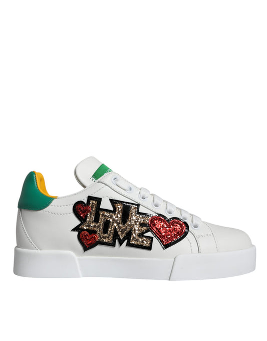 White Love Patch Portofino Sneakers Shoes - The Luxe Alliance