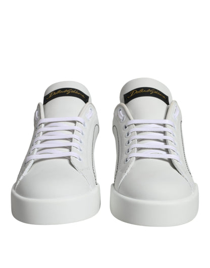 White Leather Portofino Low Top Sneaker Shoes - The Luxe Alliance