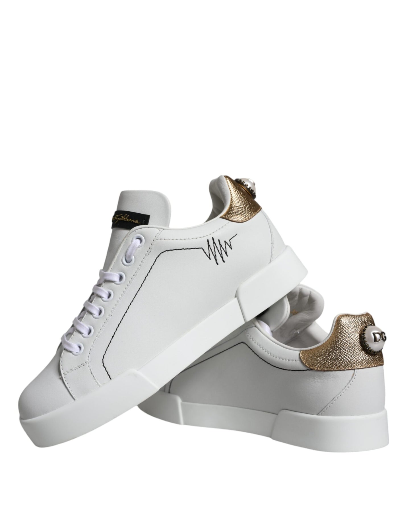 White Leather Portofino Low Top Sneaker Shoes - The Luxe Alliance