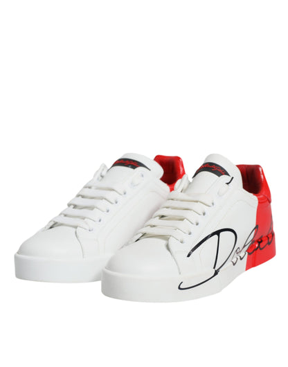 White Red Portofino Low Top Sneakers Shoes - The Luxe Alliance