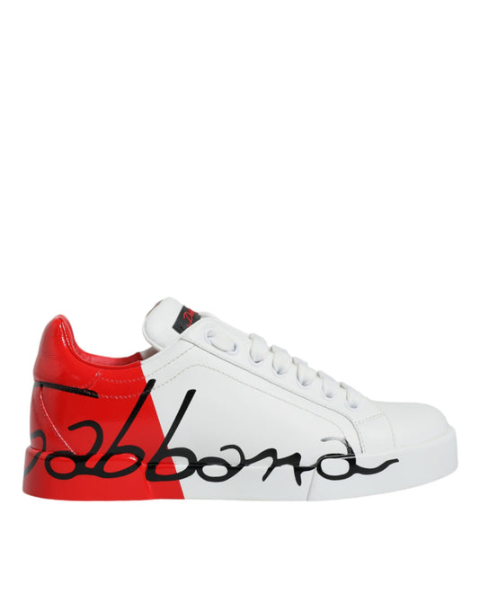 White Red Portofino Low Top Sneakers Shoes - The Luxe Alliance