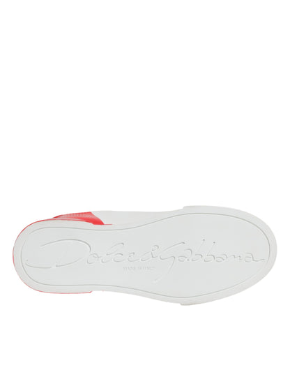 White Red Portofino Low Top Sneakers Shoes - The Luxe Alliance