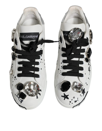 White Crystal Portofino Low Top Sneaker Shoes - The Luxe Alliance