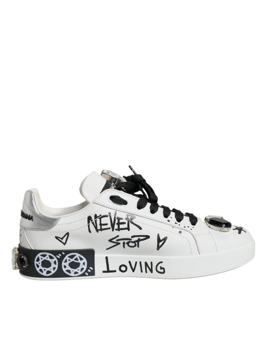 White Crystal Portofino Low Top Sneaker Shoes - The Luxe Alliance