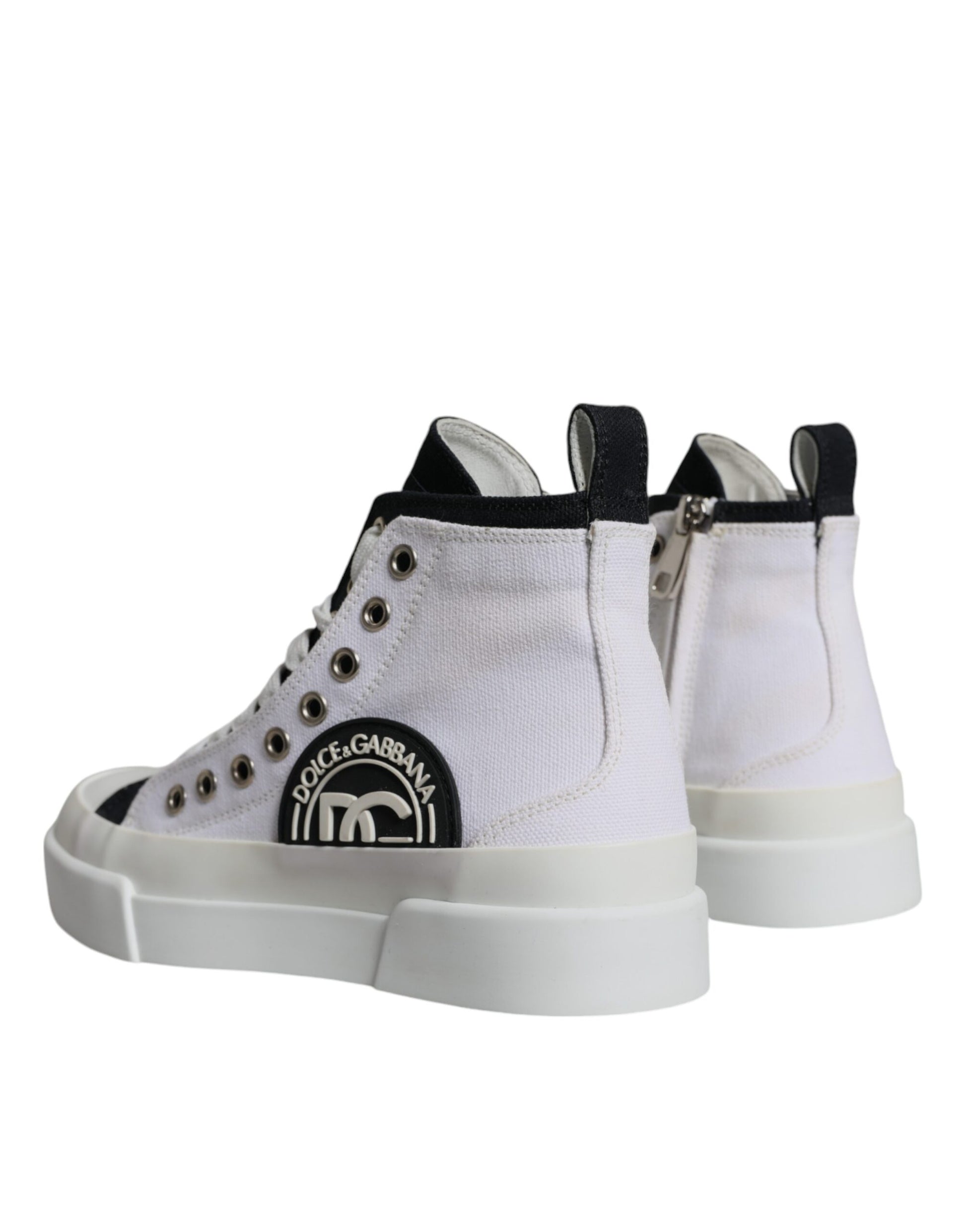 White Black Canvas Logo Mid Top Sneakers Shoes