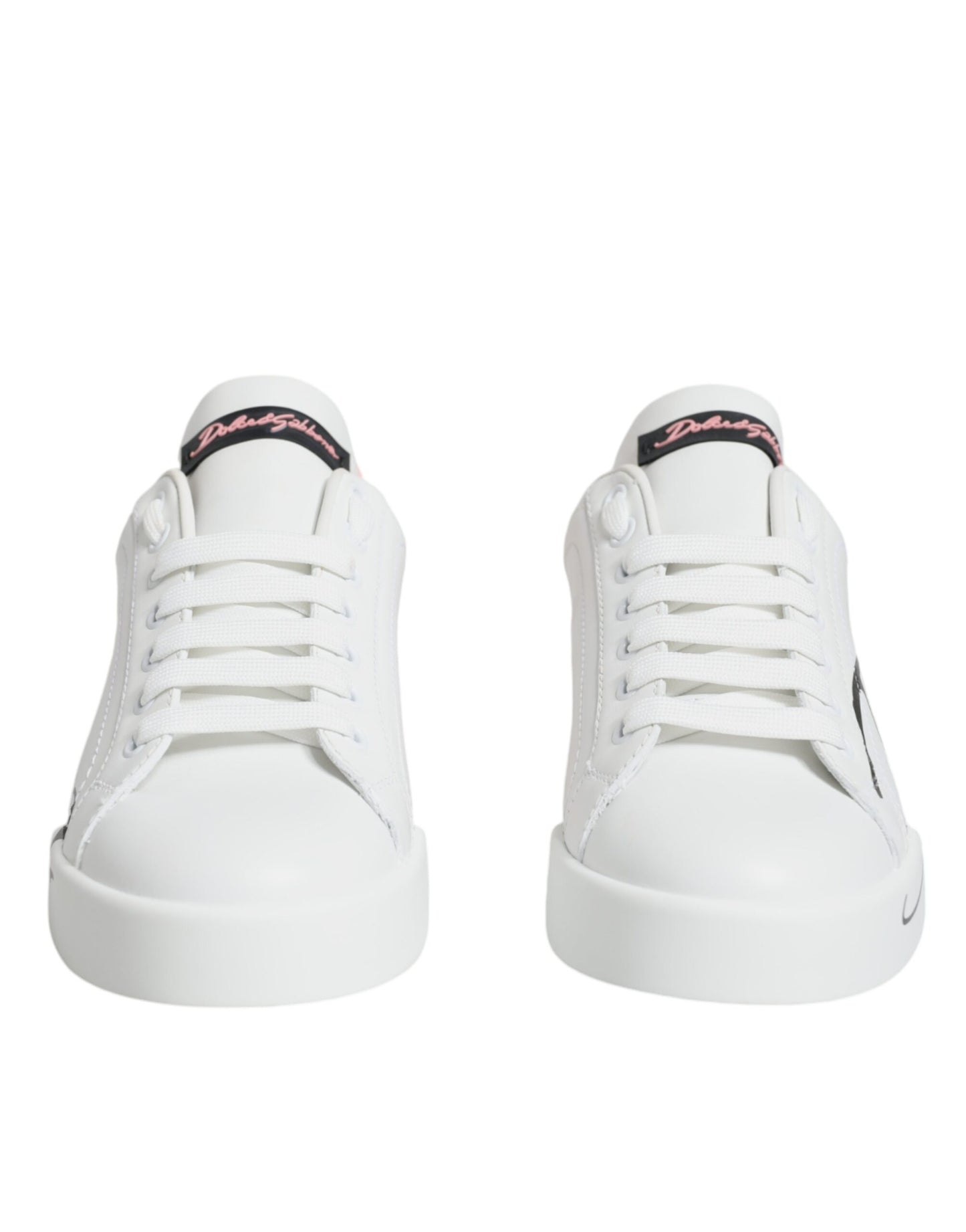  - Dolce & Gabbana Women's White & Pink Portofino Sneakers – Luxury Calf Leather