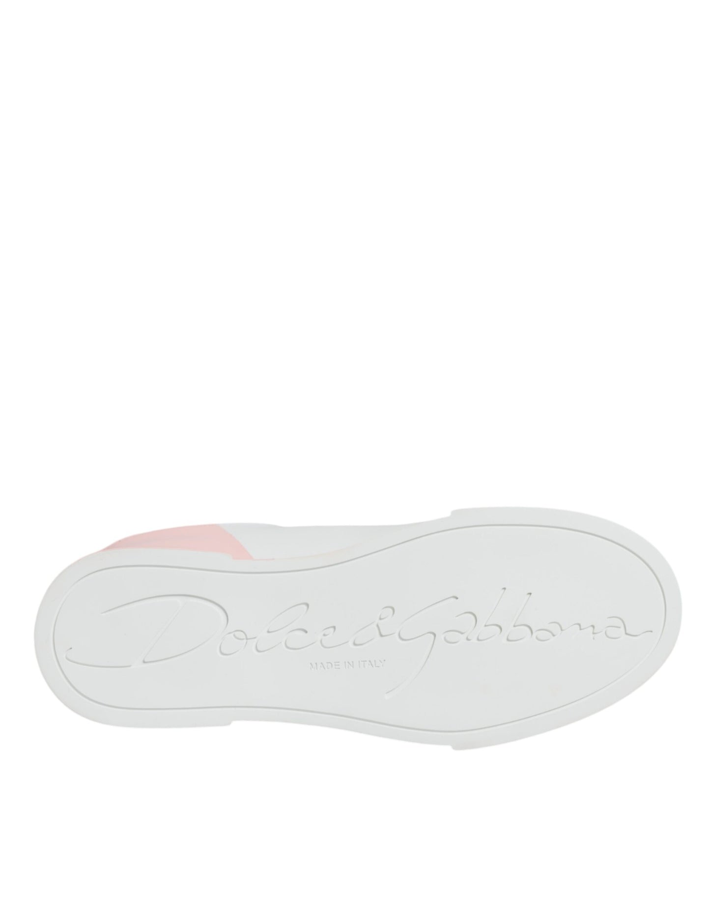  - Dolce & Gabbana Women's White & Pink Portofino Sneakers – Luxury Calf Leather