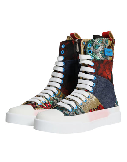  - Multicolor Patchwork Logo High Top Sneakers Shoes