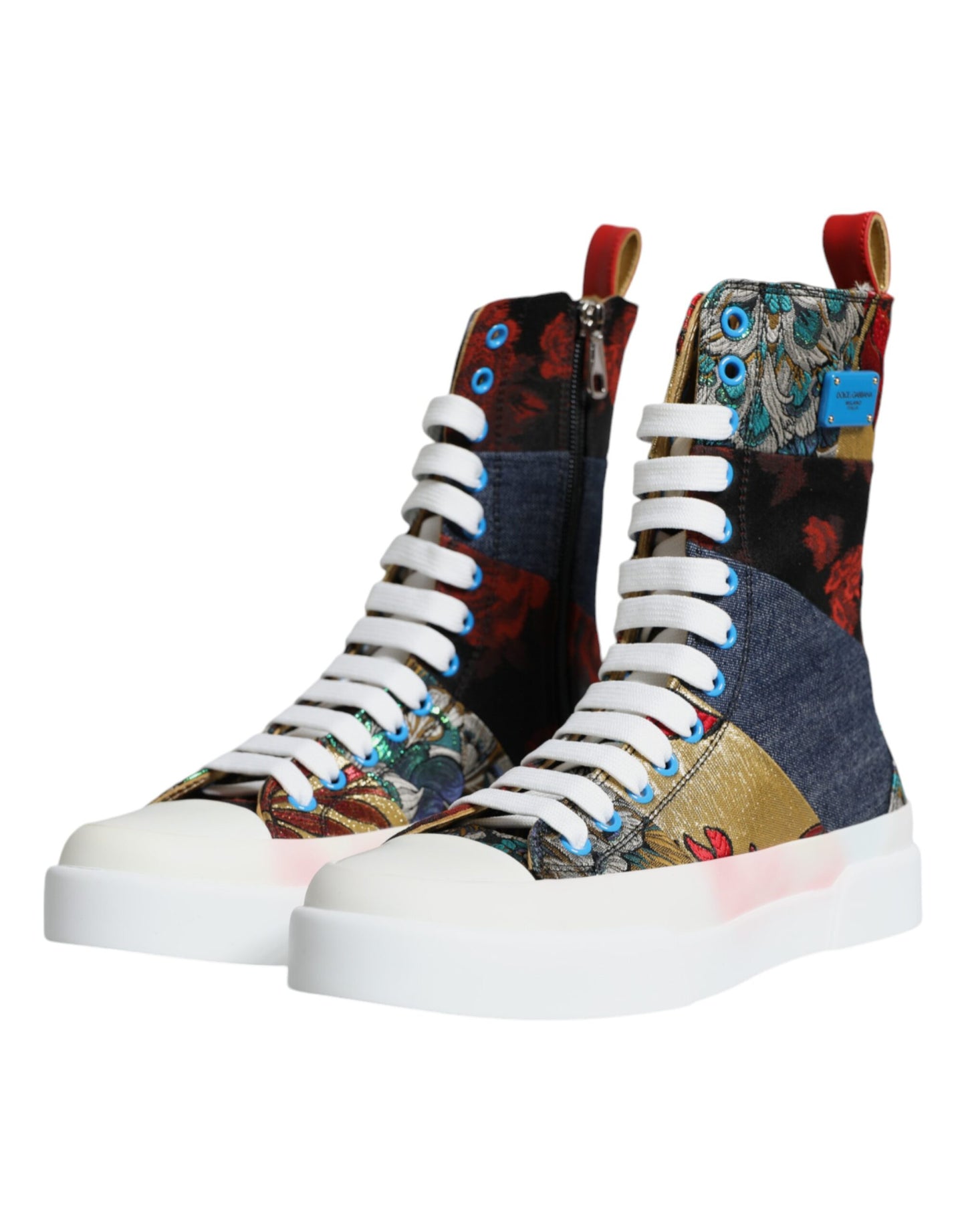  - Multicolor Patchwork Logo High Top Sneakers Shoes