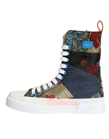  - Multicolor Patchwork Logo High Top Sneakers Shoes