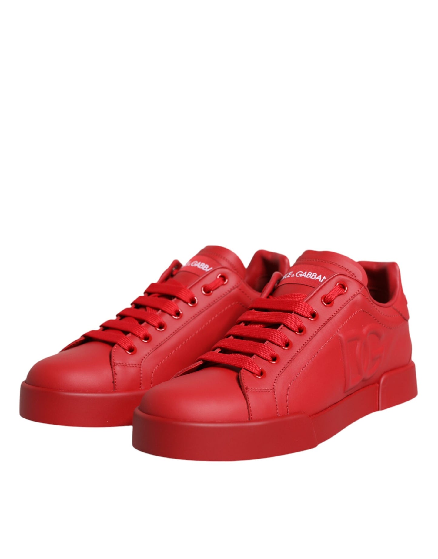 Red Leather Low Top Women Sneakers Shoes - The Luxe Alliance