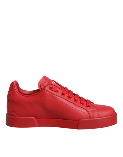 Red Leather Low Top Women Sneakers Shoes - The Luxe Alliance