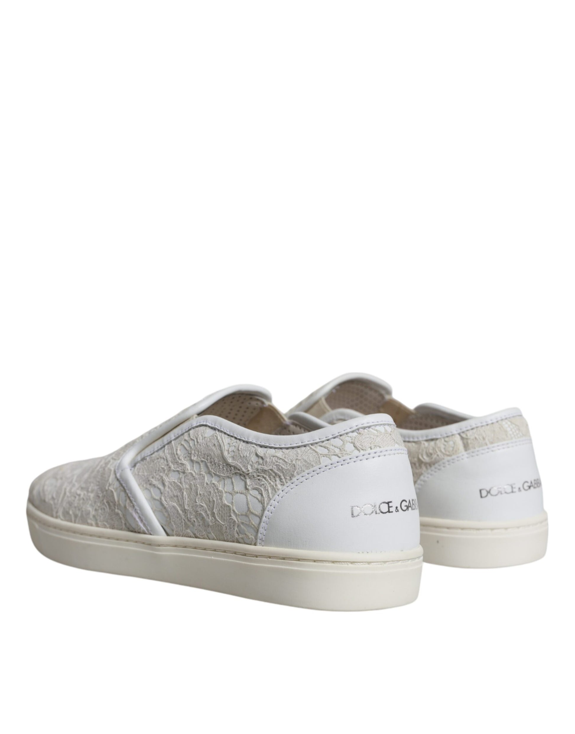 White Leather Lace Slip On Loafers Shoes