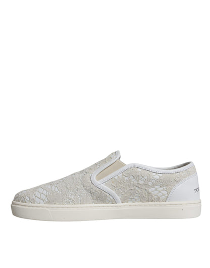 White Leather Lace Slip On Loafers Shoes - The Luxe Alliance