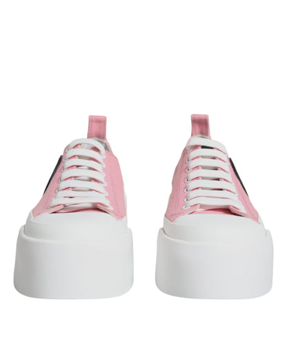 Pink White Canvas Logo Low Top Sneakers Shoes - The Luxe Alliance