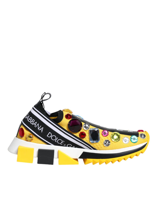 Yellow Sorrento Crystals Low Top Sneakers Shoes - The Luxe Alliance