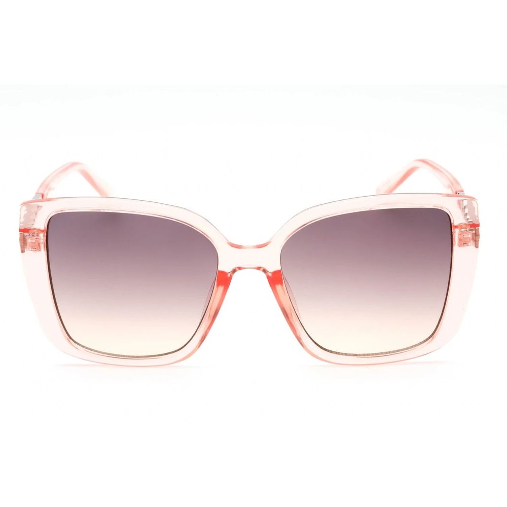 Guess Women’s Transparent Resin Sunglasses – Red Gradient Lenses, 57mm