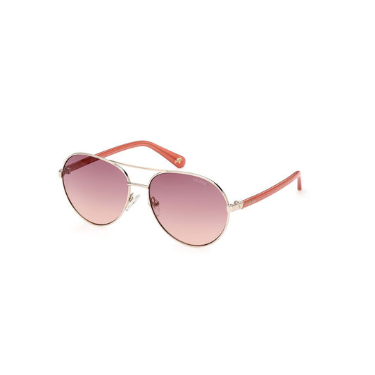 Guess Unisex Gold Metal Sunglasses – Stylish Frame with Purple Lenses, 56mm