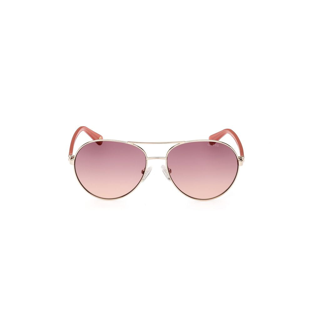 Guess Unisex Gold Metal Sunglasses – Stylish Frame with Purple Lenses, 56mm