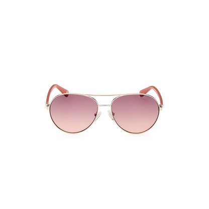 Guess Unisex Gold Metal Sunglasses – Stylish Frame with Purple Lenses, 56mm