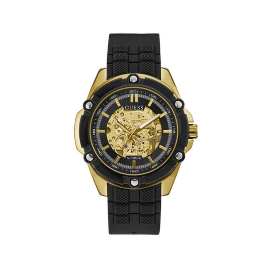 Guess Men's Watch, Automatic Mechanism, Black Resin Bracelet