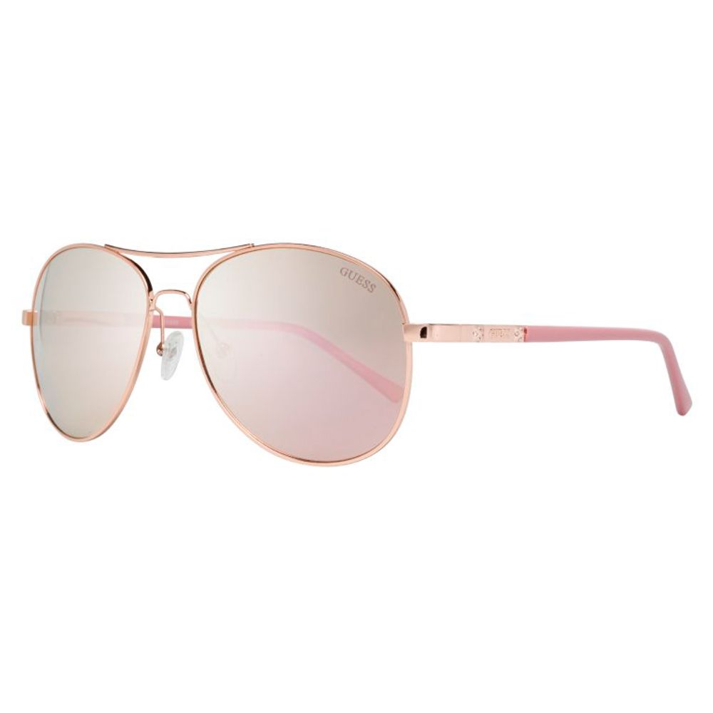 Guess Women’s Sunglasses – Pink Metal Frame with Red Mirror Lenses, 60mm