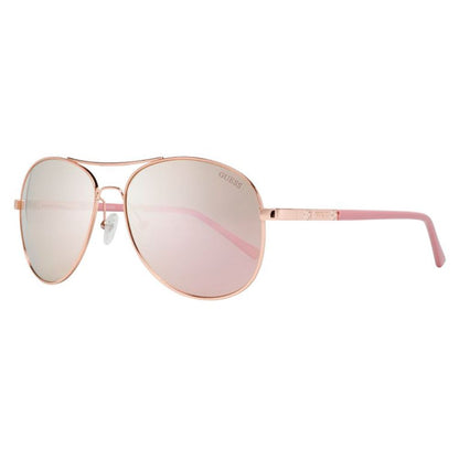 Guess Women’s Sunglasses – Pink Metal Frame with Red Mirror Lenses, 60mm