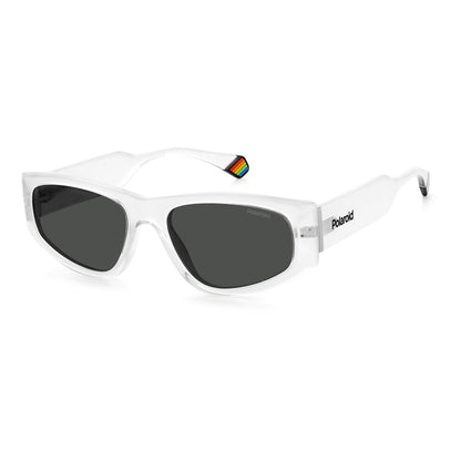 Polaroid Unisex Transparent Plastic Sunglasses – Bold Style with Polarized Lenses, 55mm