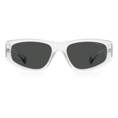 Polaroid Unisex Transparent Plastic Sunglasses – Bold Style with Polarized Lenses, 55mm