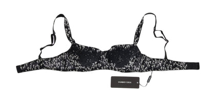  - Elegant Black Floral Lace Silk Bra