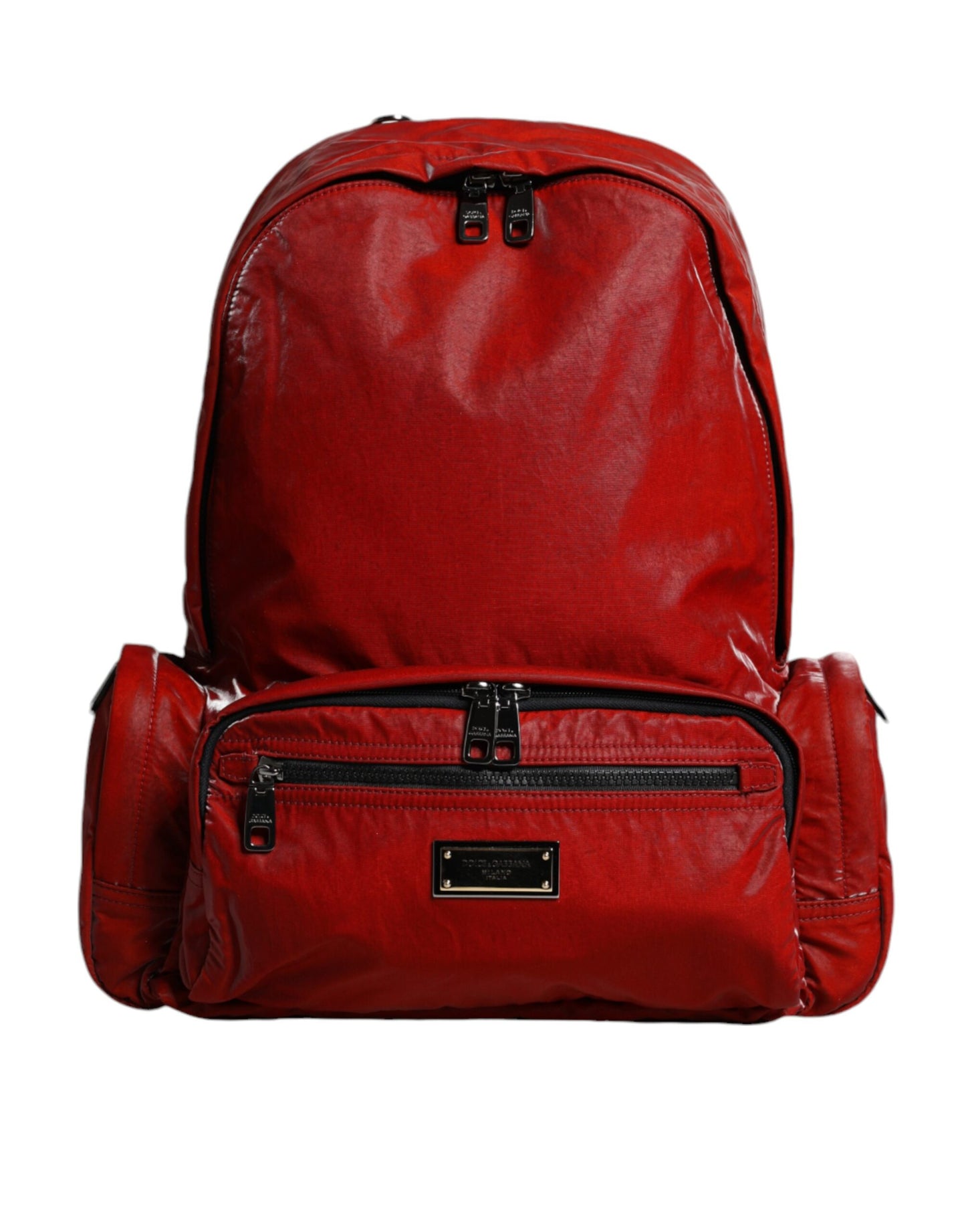 Red Patent Leather Logo Plaque Backpack Bag - The Luxe Alliance