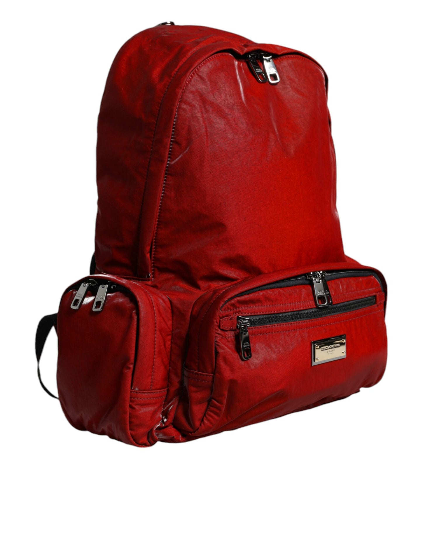 Red Patent Leather Logo Plaque Backpack Bag - The Luxe Alliance