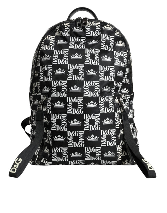 Black White DG Crown Logo Nylon Backpack Bag - The Luxe Alliance