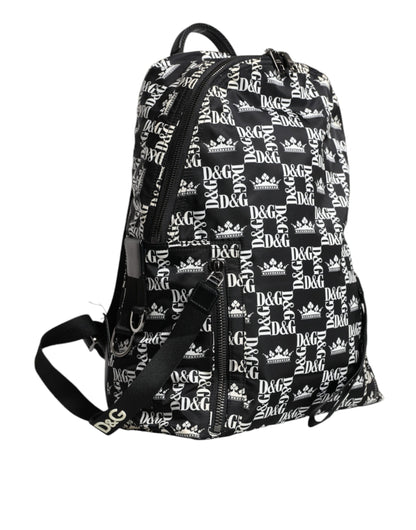 Black White DG Crown Logo Nylon Backpack Bag - The Luxe Alliance