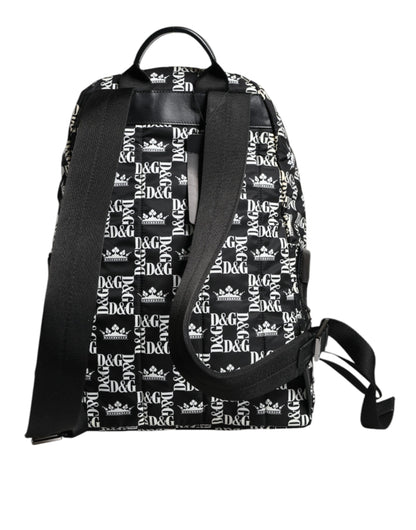 Black White DG Crown Logo Nylon Backpack Bag - The Luxe Alliance