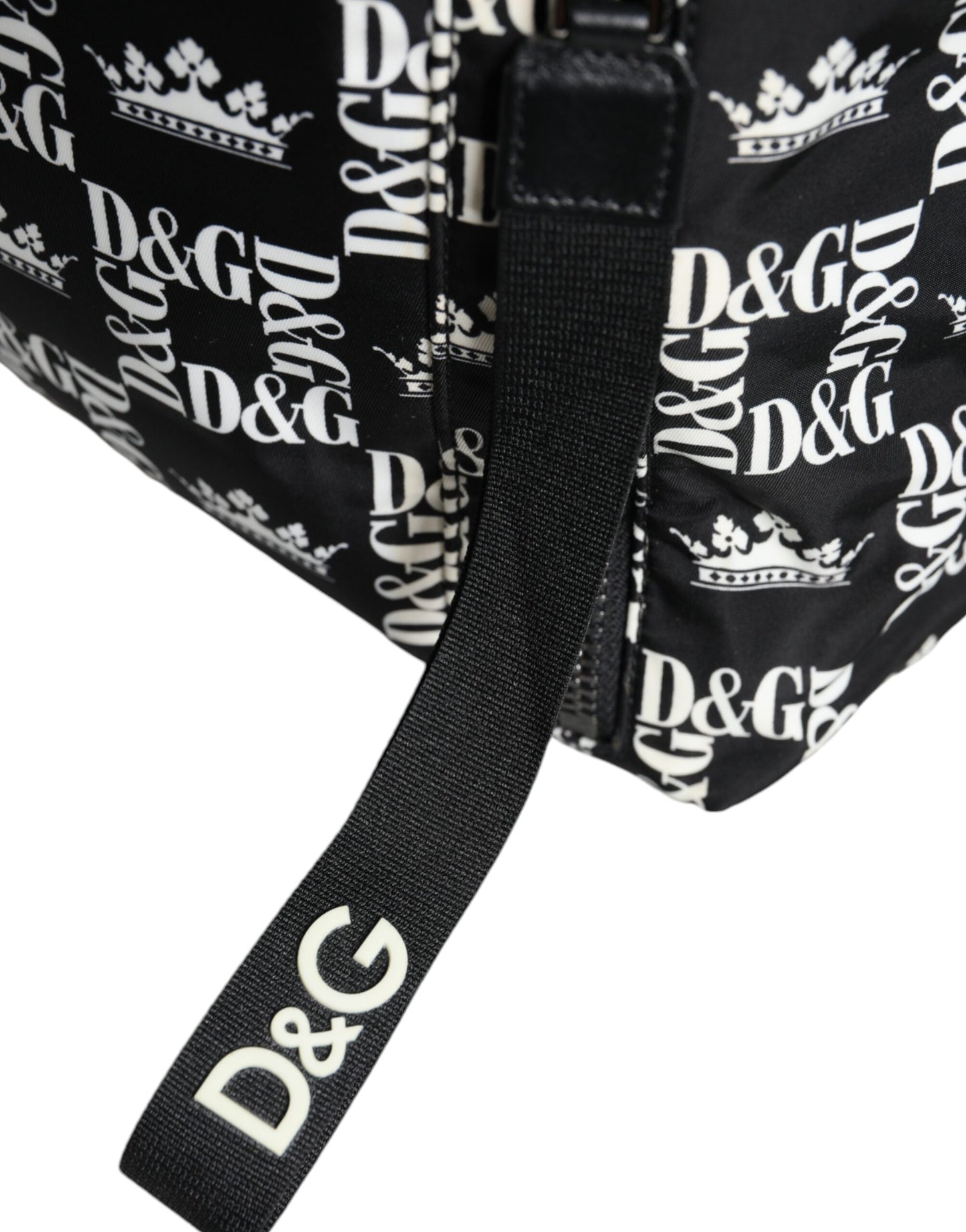 Black White DG Crown Logo Nylon Backpack Bag - The Luxe Alliance