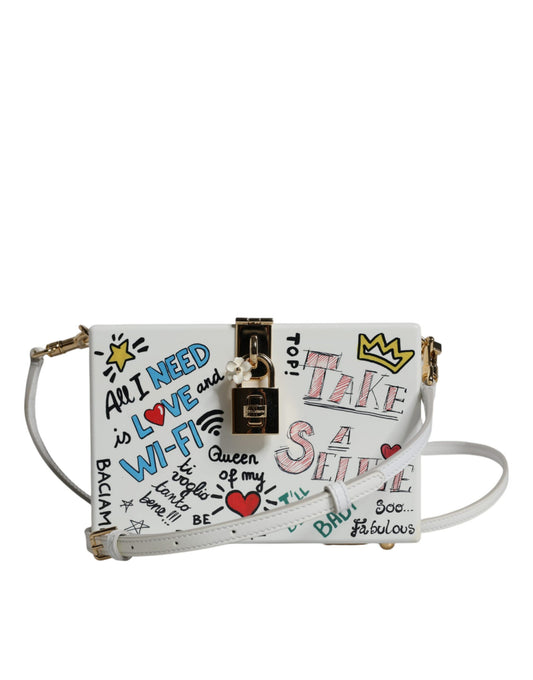 White Graffiti Print Clutch Crossbody Bag - The Luxe Alliance