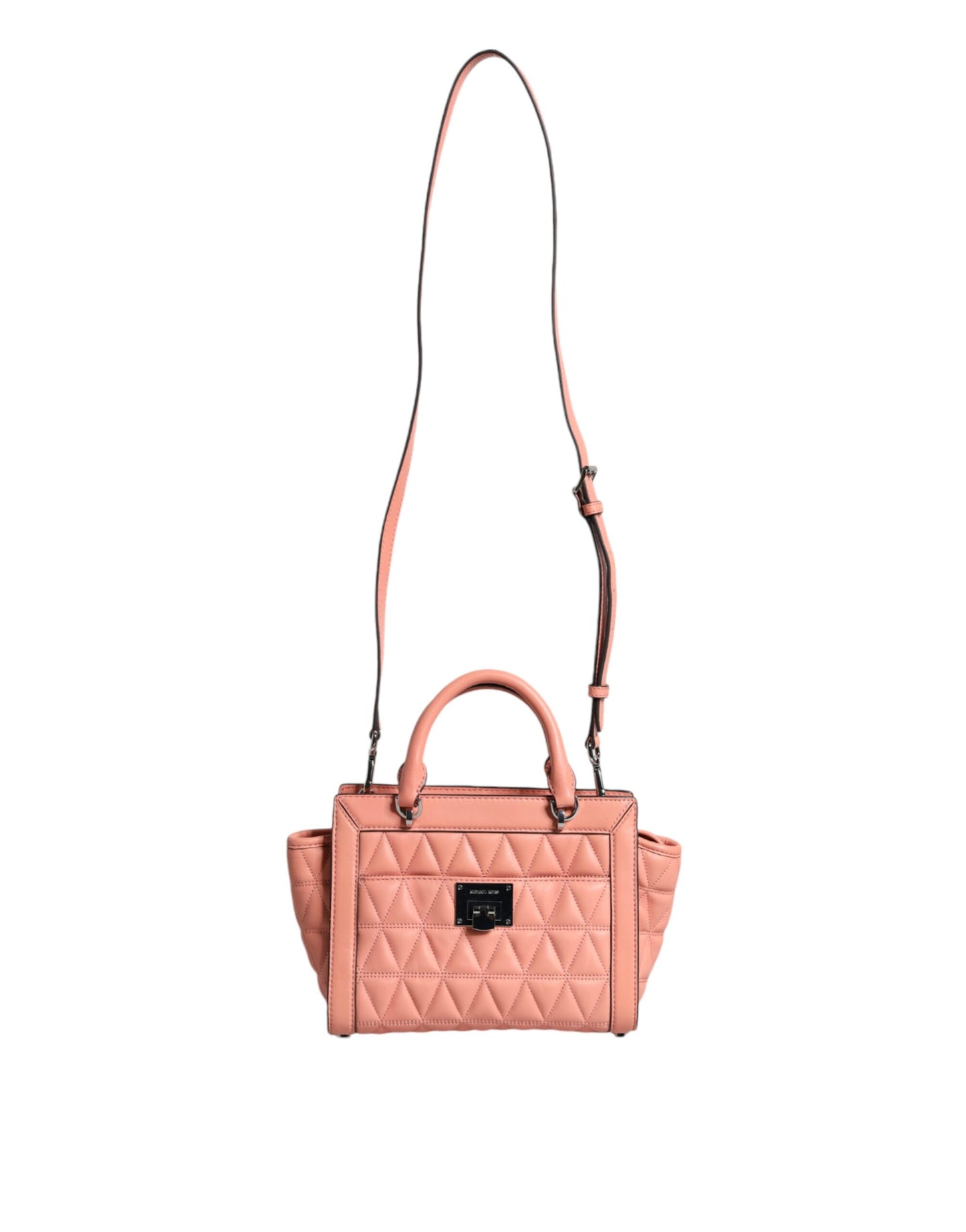 Michael Kors Peach Quilted Leather Logo Crossbody Vivianne Messenger Bag