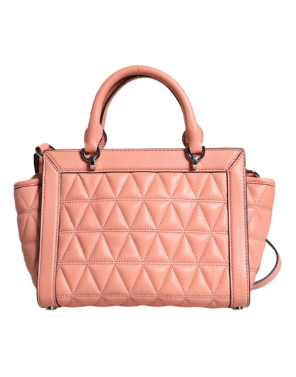 Michael Kors Peach Quilted Leather Logo Crossbody Vivianne Messenger Bag