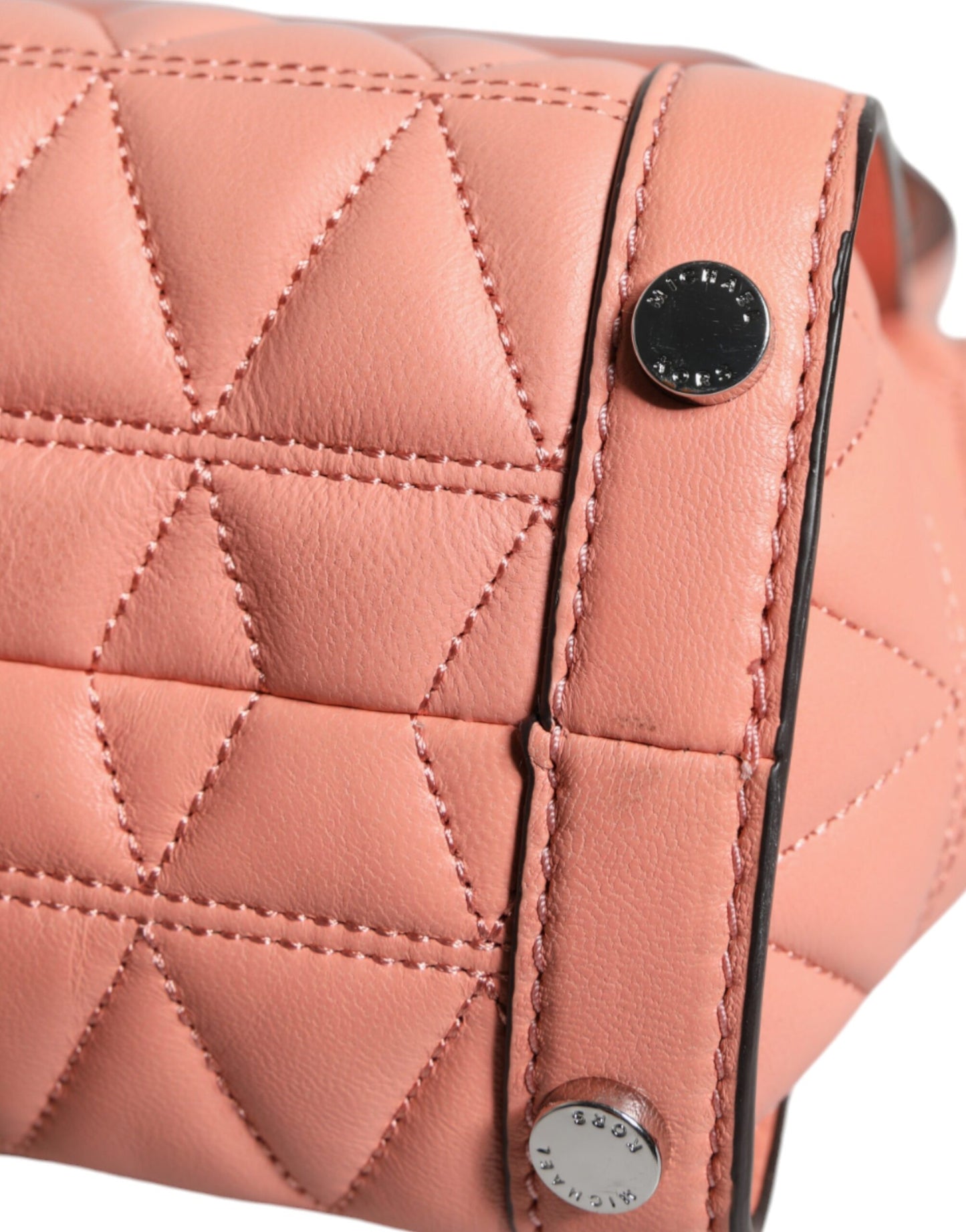Michael Kors Peach Quilted Leather Logo Crossbody Vivianne Messenger Bag