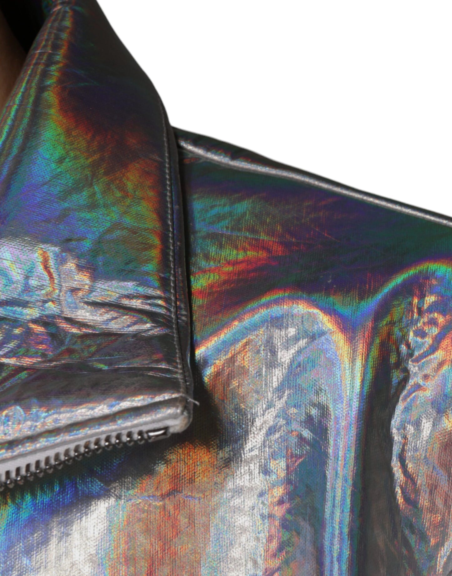 Silver Iridescent Full Zip Men Bomber Jacket - The Luxe Alliance