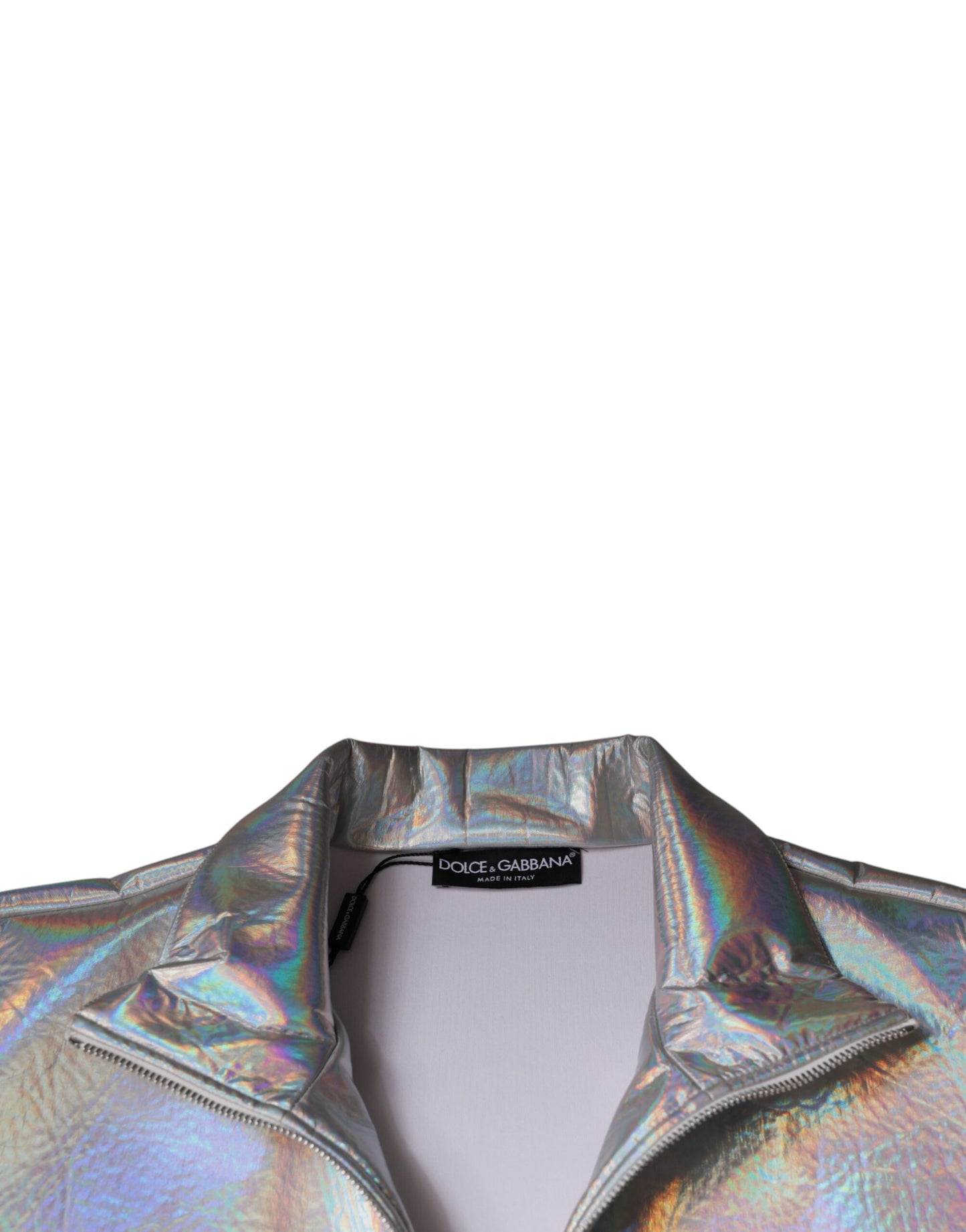 Silver Iridescent Full Zip Men Bomber Jacket - The Luxe Alliance