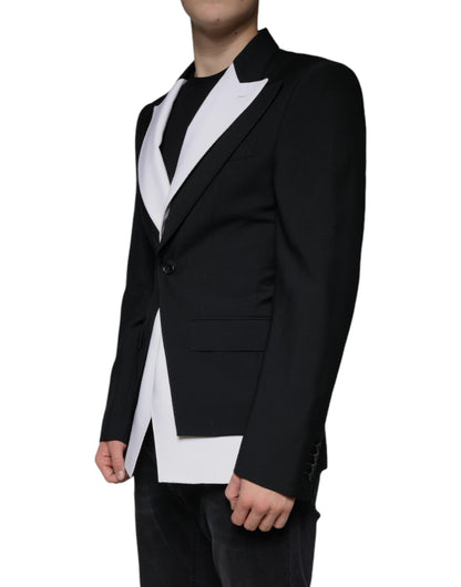 Black White Single Breasted Dress Blazer - The Luxe Alliance